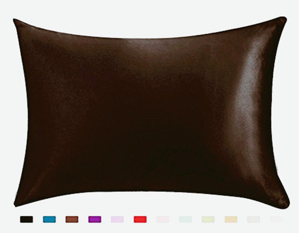 Ren emulering satin siden örngott fyrkantig kudde enkelfodral stolsits mjuk mulberry vanligt örngott fodral: Brun / Usa twin (20 x 26 tum)