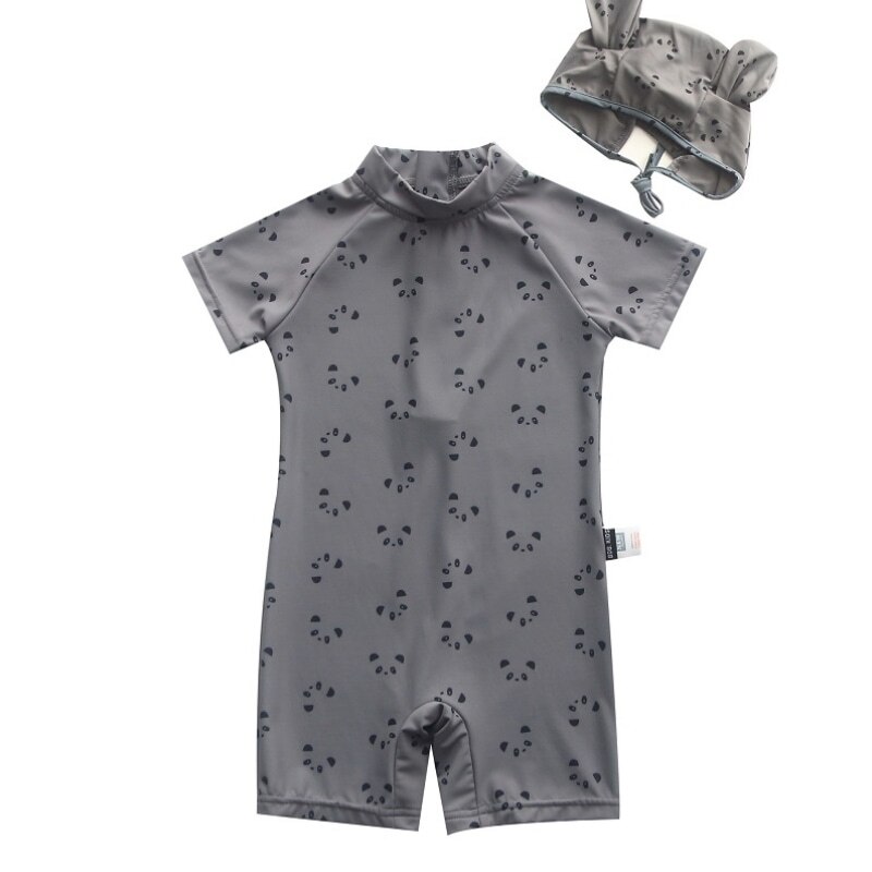 Maillot de bain imprimé Panda pour bébé garçon et fille, ensemble 2 pièces avec bonnet, pour enfant en bas âge de 1 à 7 ans