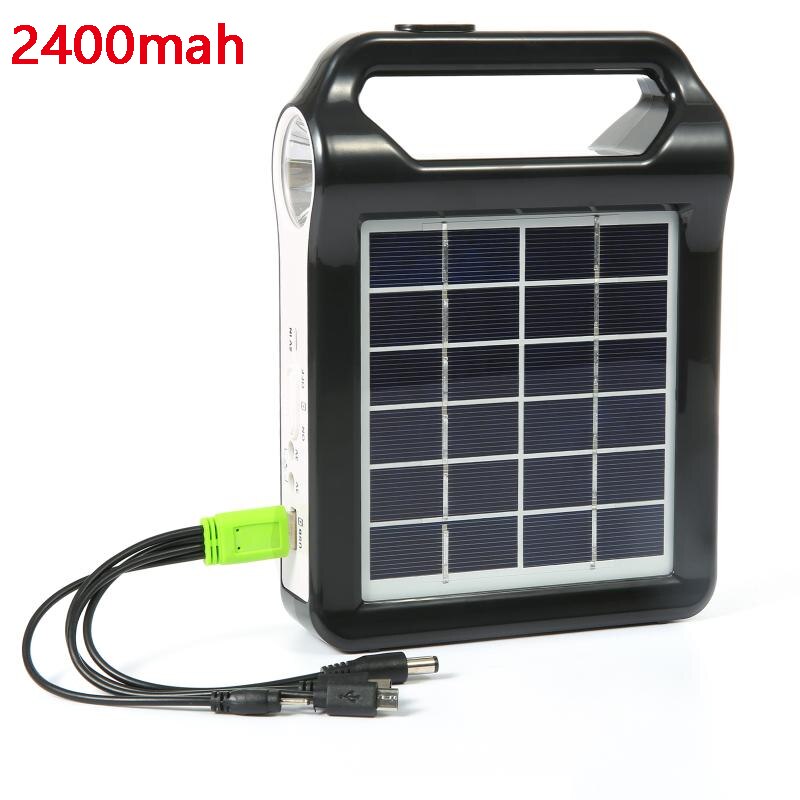 Portable 6V Rechargeable Solar Panel Power Storage Generator System USB Charger With Lamp Lighting Home Solar Energy System Kit: 2400mah