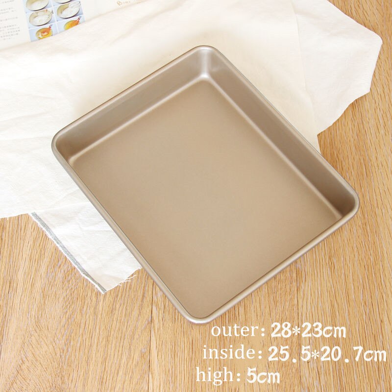 9/11/13inch Gold Color Non-stick Square Cake Pan Bread Chicken Baking Pan Oven Heavy Steel Tray: deep 11 inch