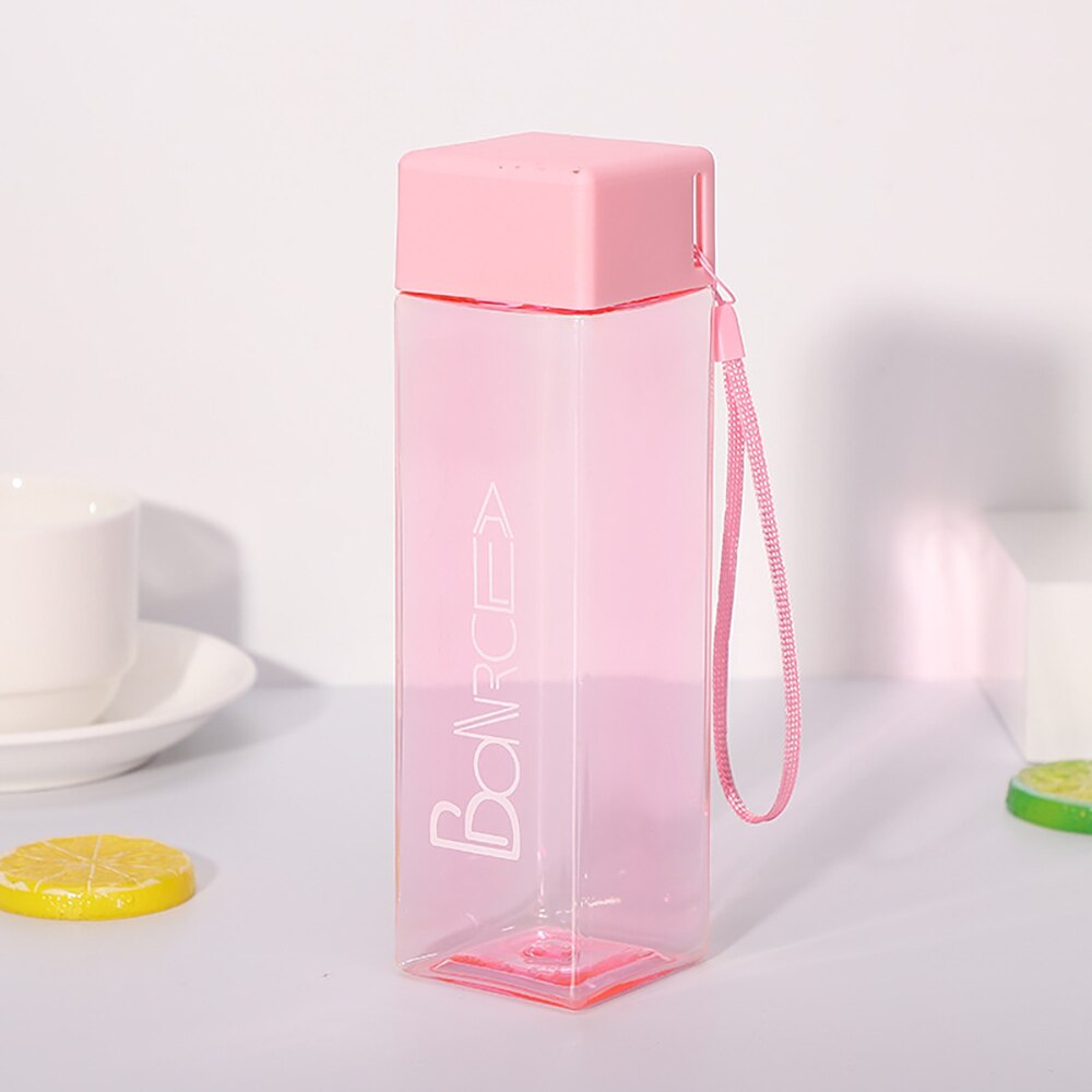 Firkantet te mælk frugt vand kop vandflasker drikke med reb gennemsigtig sport koreansk stil varmebestandig outdoer sportsværktøj