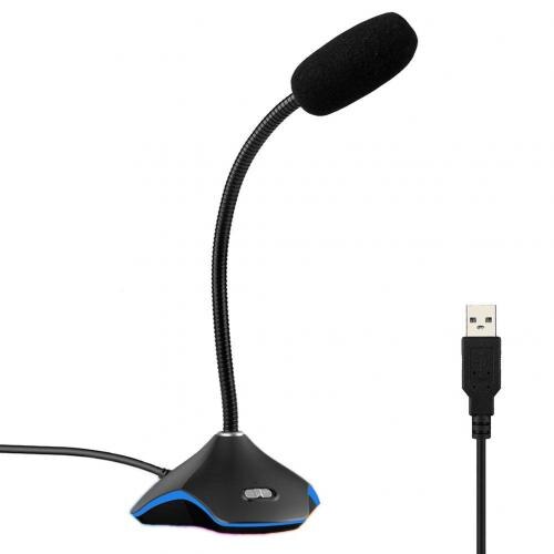 3.5Mm/Usb Rgb Licht 360 ° Verstelbare Desktop Condensator Microfoon Opname Microfoon Voor Pc Laptop Pro Gaming Live desktop Microfoons: USB Blue