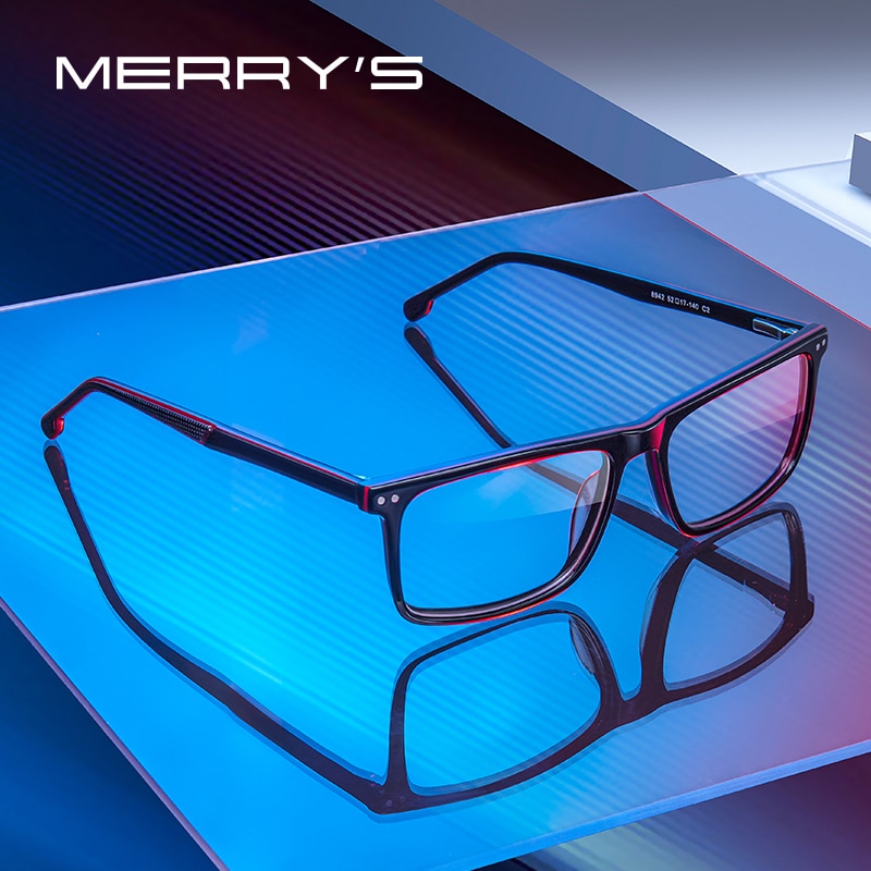 MERRYS -Gafas de acetato para hombre, montura óptica cuadrada, graduadas, de lujo, S2942