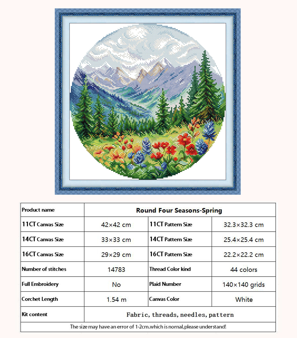 Four seasons pattern counted cross stitch kit diy 11ct 14ct 16ct stamped dmc cross stitch kit embroidery handicrafts: White / 9ct