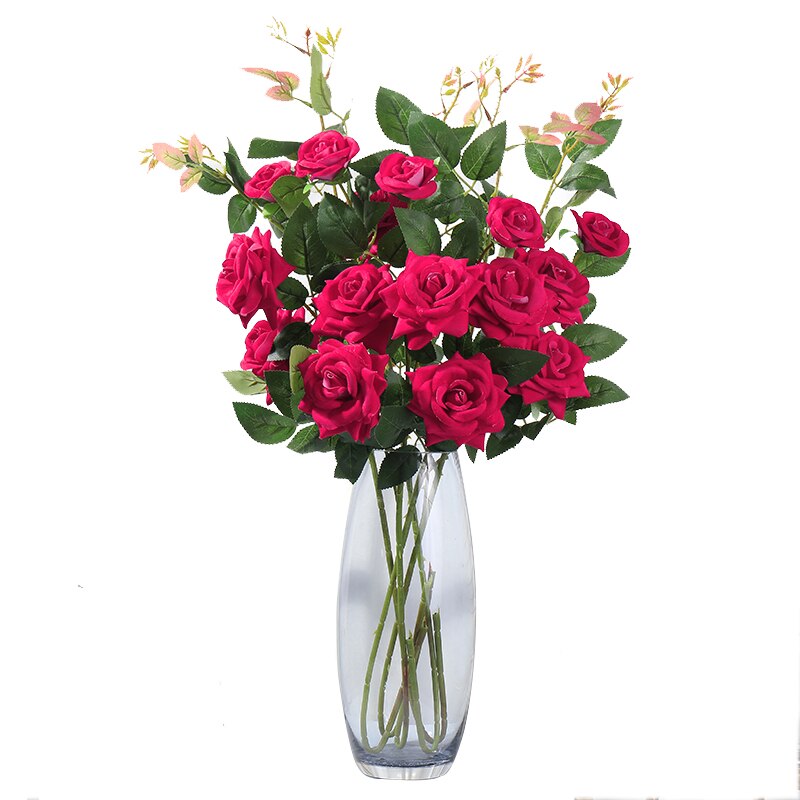 Rose Artificial Flowers Non-woven Fabrics Fabric Flower Branch Wedding Pink Decoration Home Love Valentine