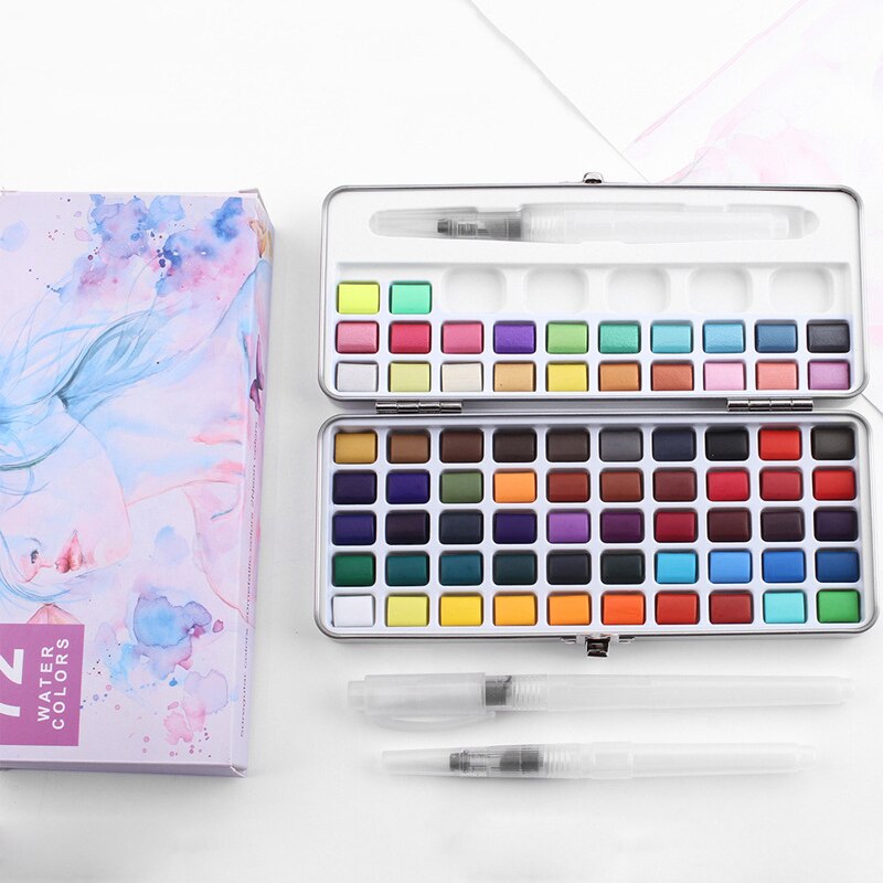 Juego de acuarelas profesionales de 50/72/90 colores, pintura para colorear con agua, práctica para dibujar, suministros de arte