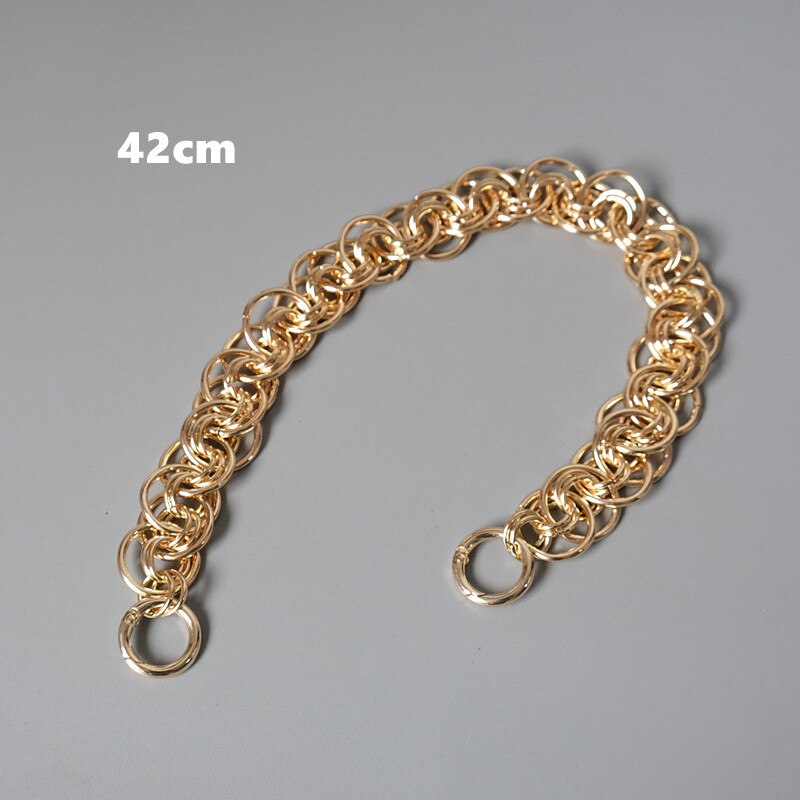 Nova moda bolsa feminina acessório peças destacáveis corrente de substituição metal dourado liso alça de ombro feminina alça de ombro: Gold 42cm