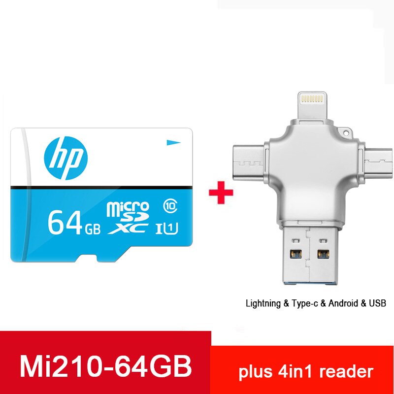 Hp Tarjeta Scheda Micro Sd Scheda di Memoria 128 Gb Tf Flash Card 64 Gb 32 Gb 16 Gb Cartao De memoria Microsd per Galaxy Huawei Xiaomi Telefono: Mi210-64GB-4in1