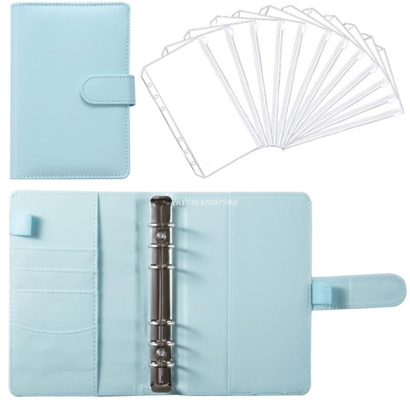 Portable Binder Planner Set with Binder Budget Envelopes Hidden Card Slots 6-ring Notepad Binder Journal for Adult D5QC: Makaron blue