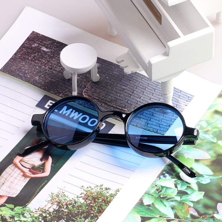 Kleurrijke steampunk ronde zonnebril dames heren geel groen blauw oranje rood zonnebril oculos de sol feminino  uv400: Blauw