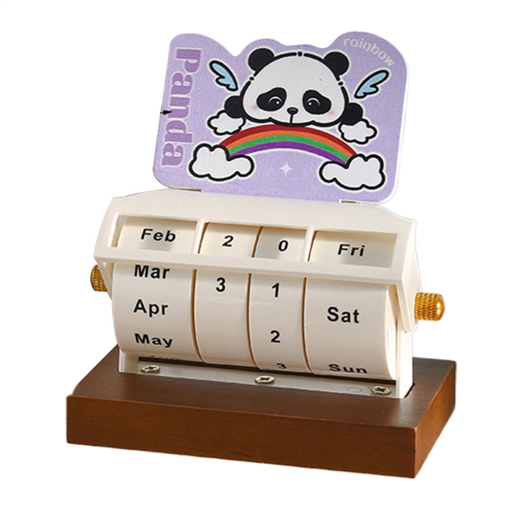 Rotary Perpetual Calendar Wood Decor Tabletop Capybara Calendar Wheeling Calendar Month Week Day Date Display For Home Office: SKY BLUE
