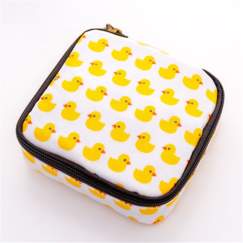 Moda feminina pequenos sacos cosméticos viagem mini guardanapos sanitários compõem moeda cartão de dinheiro batom bolsa de armazenamento sacos: Duck