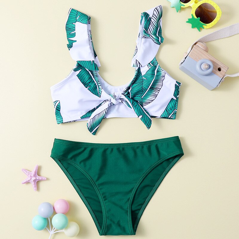 Kids Tropische Badmode 7-14Y Tiener Meisje Badpak Twee Stukken Meisjes Bikini Set Kinderen Badmode Kids Beach Wear