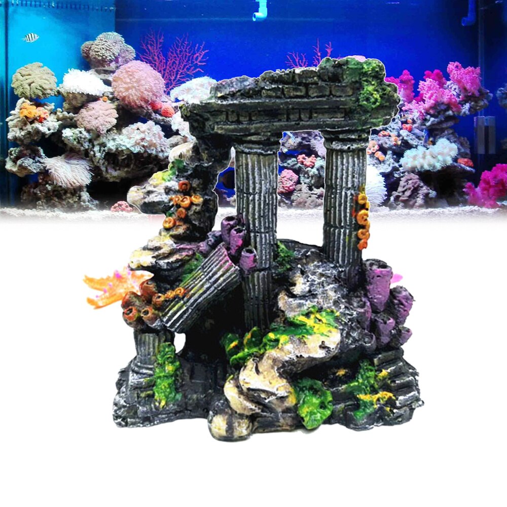 Praktische Simulatie Hars Roman Kolom Aquarium Decoraties Aquarium Ruïnes Planten Decor Aquarium Decoratie Ornamenten: Default Title