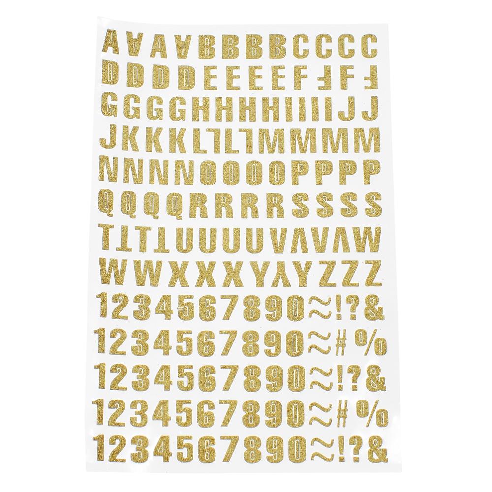 Lychee Gold Number Letters Stickers Self-adhesive Alphabet Stickers for Scrapbooking DIY Album Decors