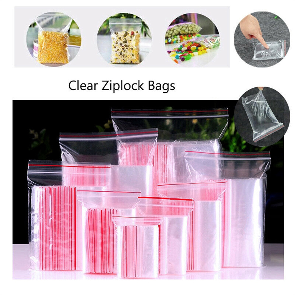 100 Stück/Packung kleine Plastiktüzehn mit Reißverschluss, wiederverschließnackt transparente Beutel, Schuhbeutel, Vakuum-Aufbewahrungsbeutel, transparente Poly-Beutel, Dicke 0,05 mm