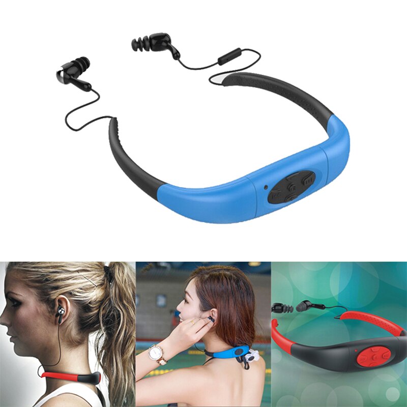 Reproductor de música MP3 impermeable IPX8, 4G, 8G, 16GB, banda para el cuello deportiva subacuática, natación, buceo, con Radio FM, auriculares estéreo