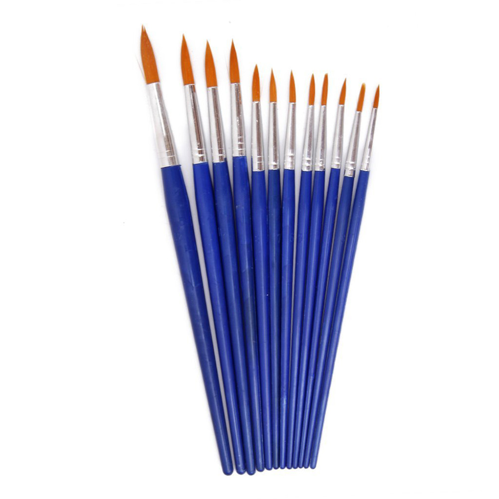 Manche en bois Gouache aquarelle | Ensemble de pinceaux de peinture en Nylon de forme différente, ensemble de pinceaux de peinture à l'huile, acrylique Art 12 pièces