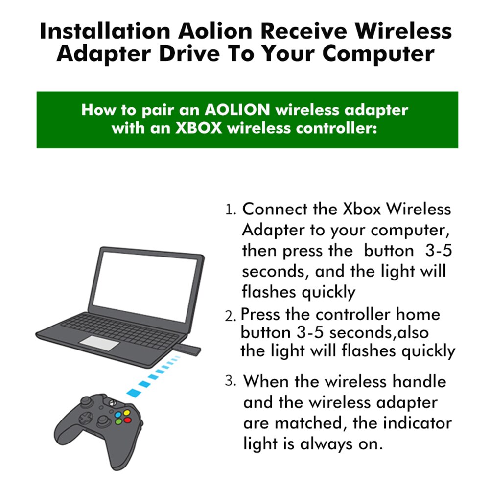 USB Joystick 2.4GHz PC Controller Adapter USB Joystick Wireless Receiver for XBOX ONE S X PC Controller WIN 10 8 7 PC