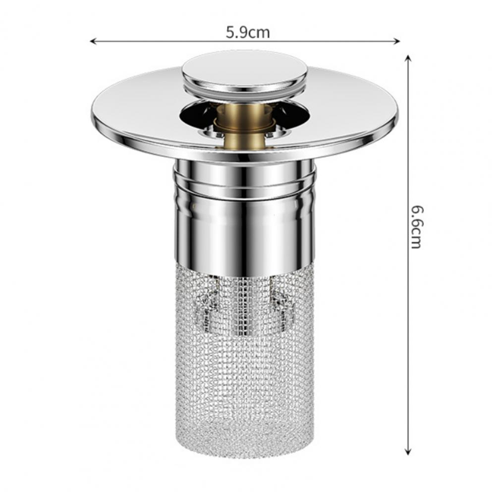 Pop-Up Sink Stopper for 1.1-1.45 Inch Upgraded 2-in-1 with Removable Stainless Steel Basket Hair Catcher Bathroom Sink Stopper