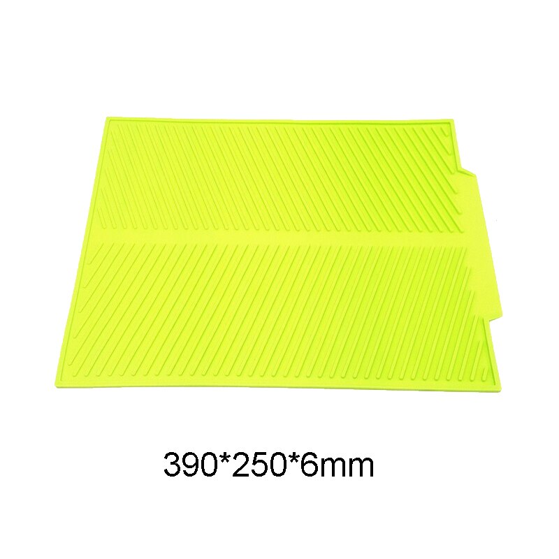 Drain Mat Kitchen Silicone Dish Drainer Tray Large Sink Drying Worktop Organizer Drying Mats for Dishes Tableware: Green S