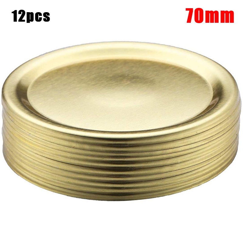 12pcs Mason Jar Canning Lids Leak Proof Sealing Food Keeping Fresh Reusable Split-Type Canning Lids Kitchen Supplies 70mm: D
