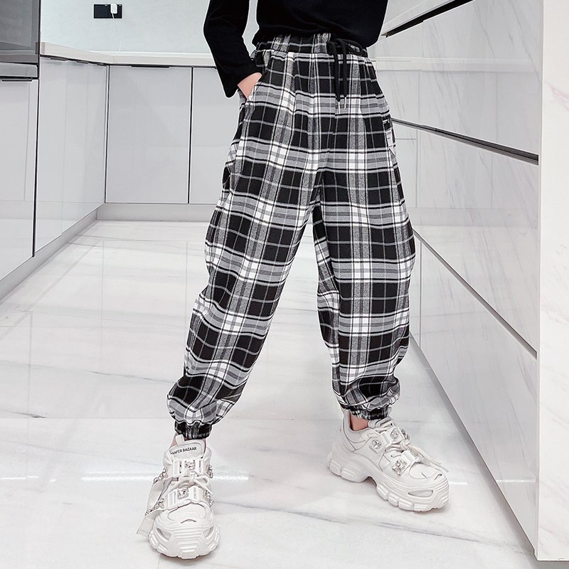 Pantalones a cuadros para niños y niñas, ropa de estilo informal, chándal deportivo para escuela, 6, 8, 10, 12 y 14 años, primavera y otoño