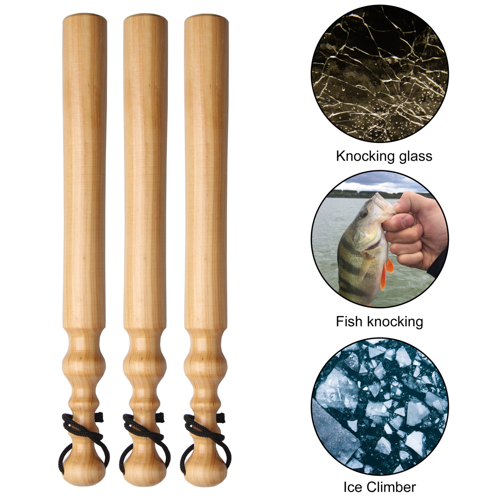 14Inch Wooden Fishing Priest Knock Stun Fish Stick For Natural Wood Color Varnished Fishing Bat