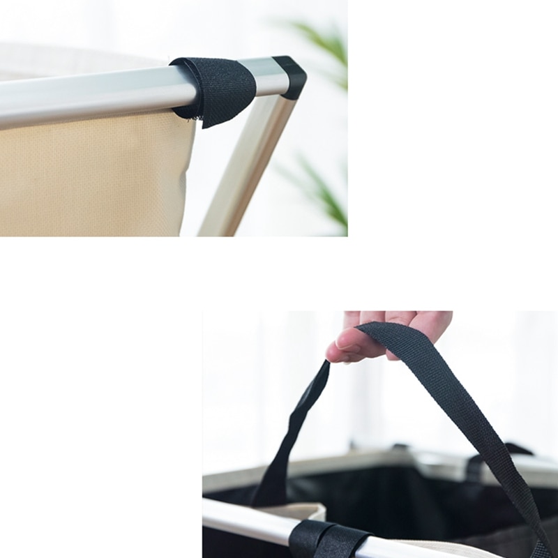 Klesvask kurv sammenleggbar vaskekurv med 3 seksjoner stor skittentøy sortering