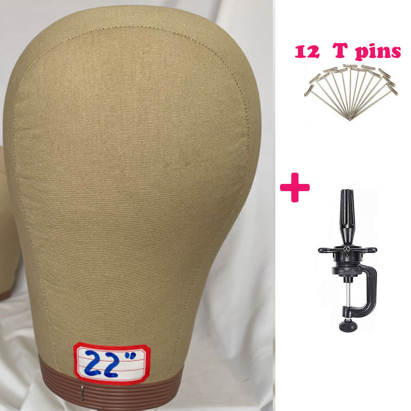 21-23 Inch Wig Head Cork Canvas Block Head for Making Wigs Mannequin Head With Stand Head Pins: Green