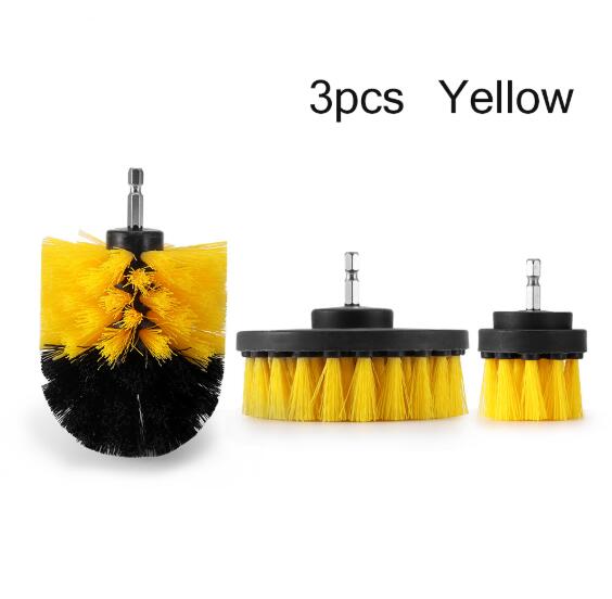 14Piece Drill Brush Attachments Set cleaning brush for drill, Shower, Tile and Grout All Purpose Power Scrubber Cleaning Kit D30: 3PCS  Yellow