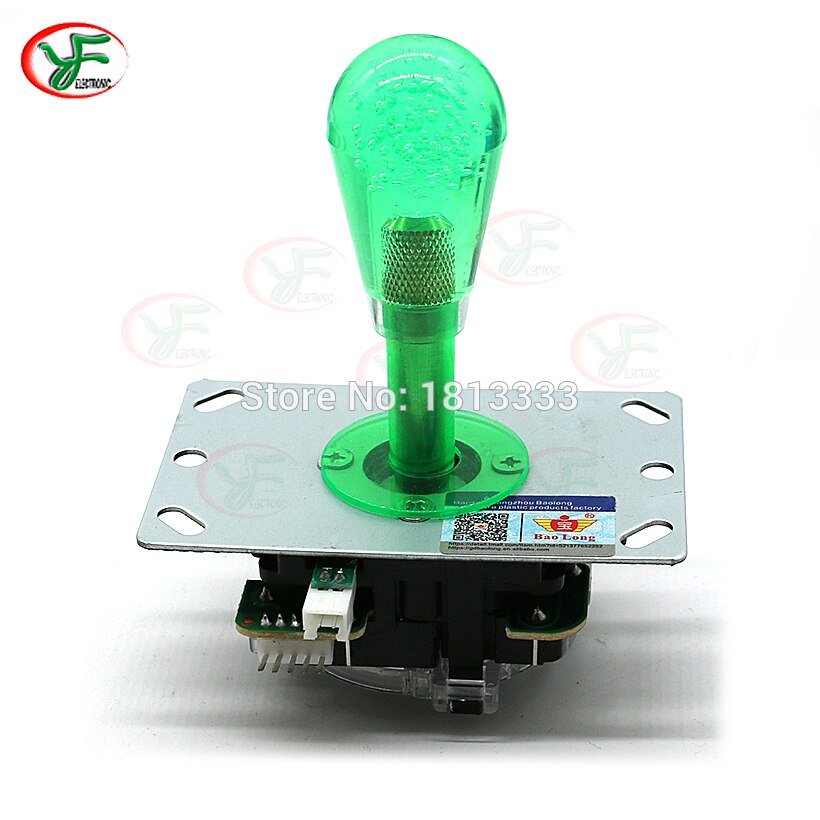 Joystick de chasse à paillettes illuminé par LED, Joystick SANWA, avec boule supérieure transparente, Joystick d'arcade, lumière LED: green