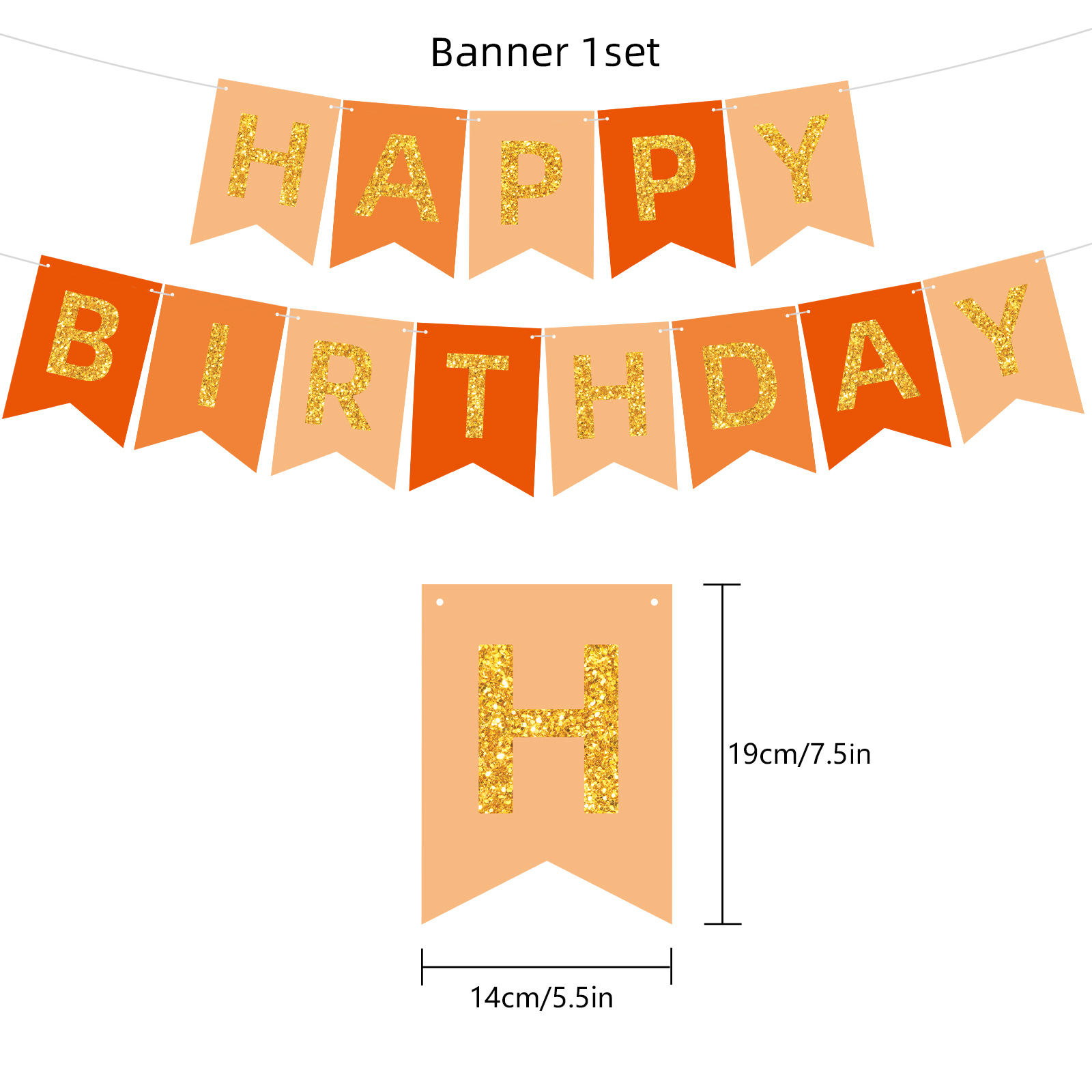 Orange Happy Birthday Banner Decorations Boho Happy Fall Birthday Party Paper Garland Pompom Flower Fan Tassel Streamer Supplies: Deep Sapphire