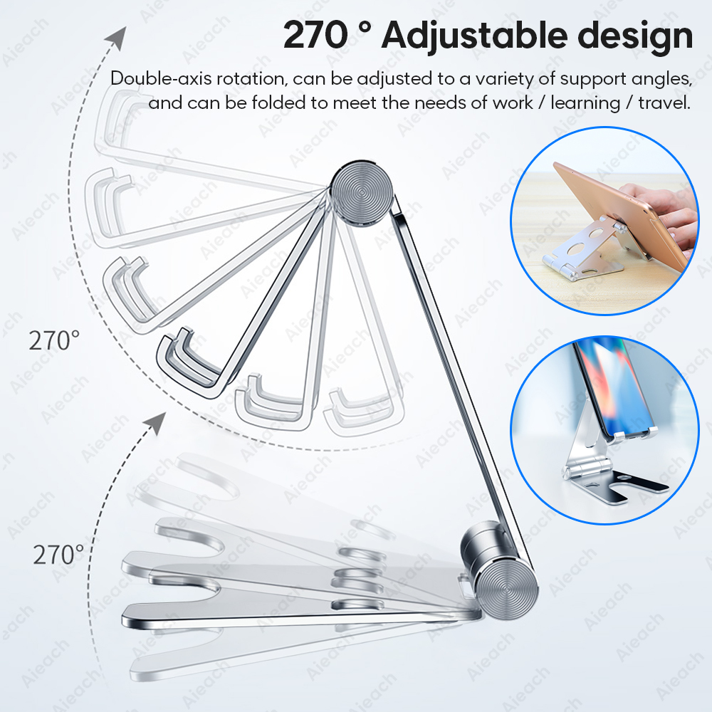 Aieach-Soporte plegable de aluminio ajustable para tableta, Soporte de escritorio para iPad, Samsung, Xiaomi, tableta