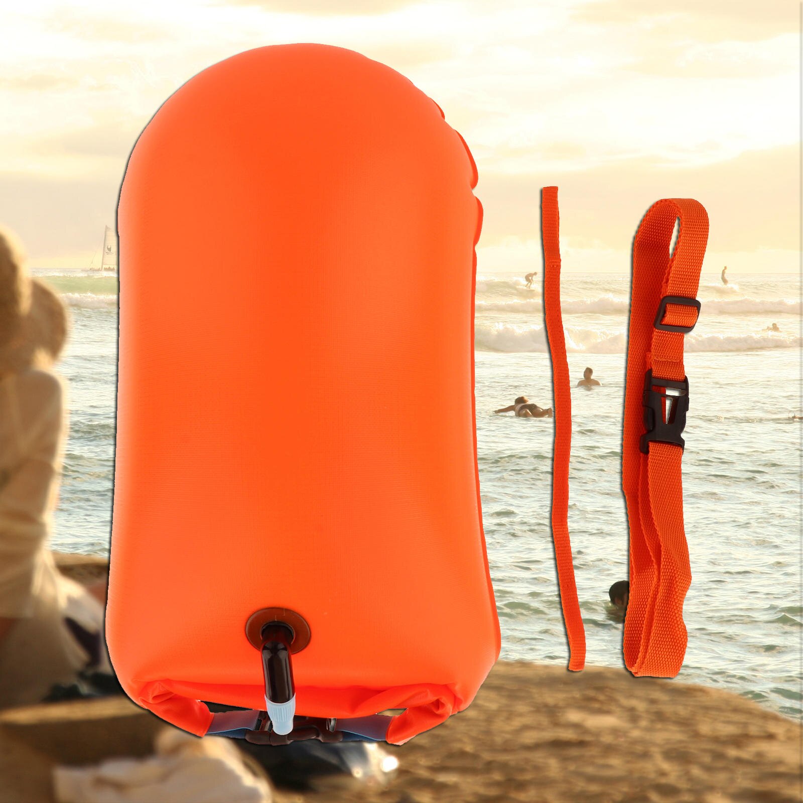 Swim Buoy 20L 28l Inflatable Waterproof Dry Bag Swimming Buoy for Open Water: 20L Orange 27x63cm