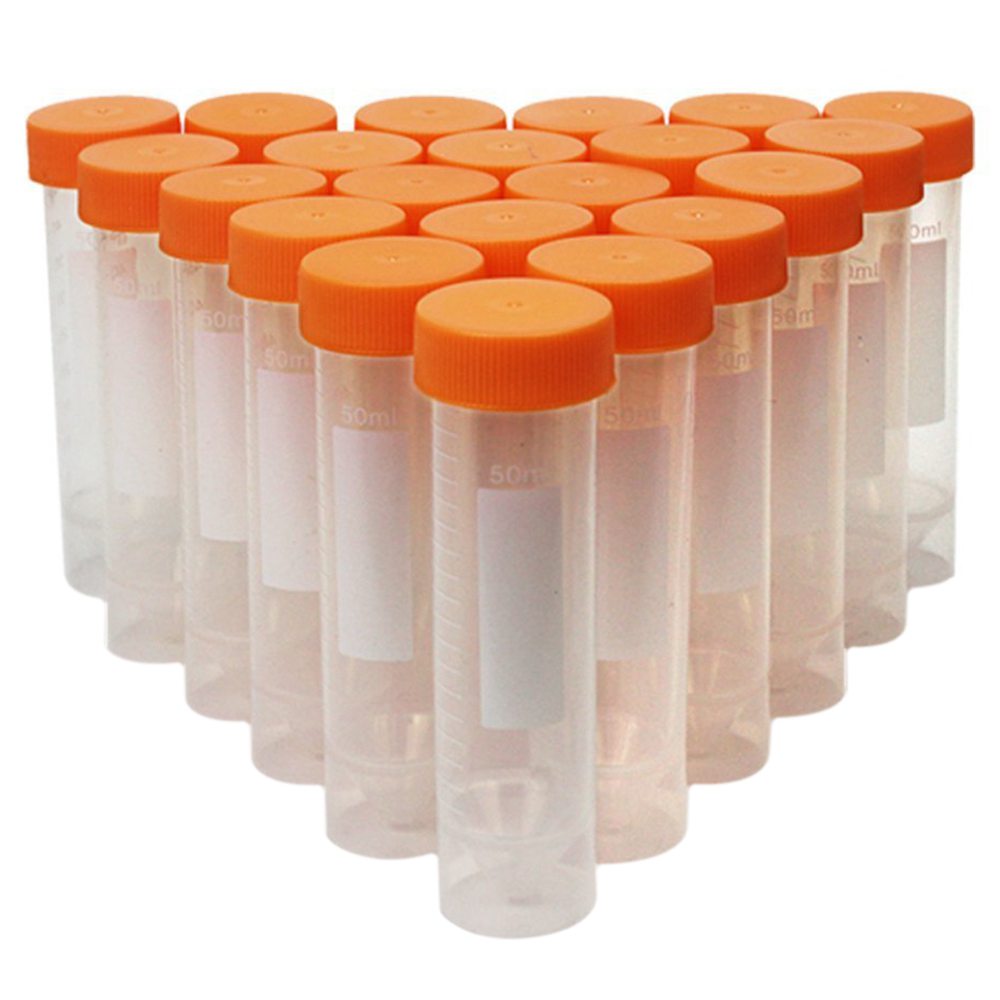 30 pcs 50ml Flat-Bottom Plastic Graduated Vial Tube with Screw Cap