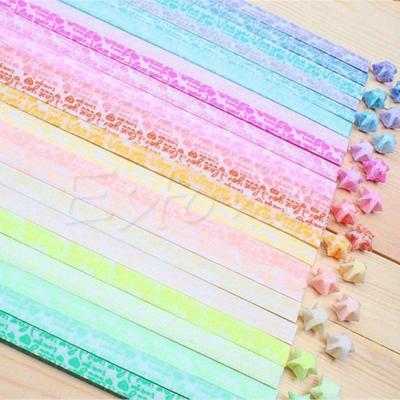 30pcs Luminous Lucky Star Folding Origami Paper Lucky Star Origami Paper Ribbon GXMA