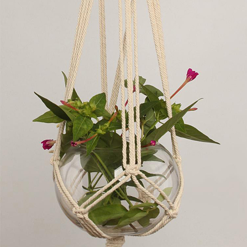 Flower Pot Hemp Rope Hanging Net Macrame Plant Hanger Wall Planter Balcony Decorations Indoor wWall Plant Holder Hanging Pot