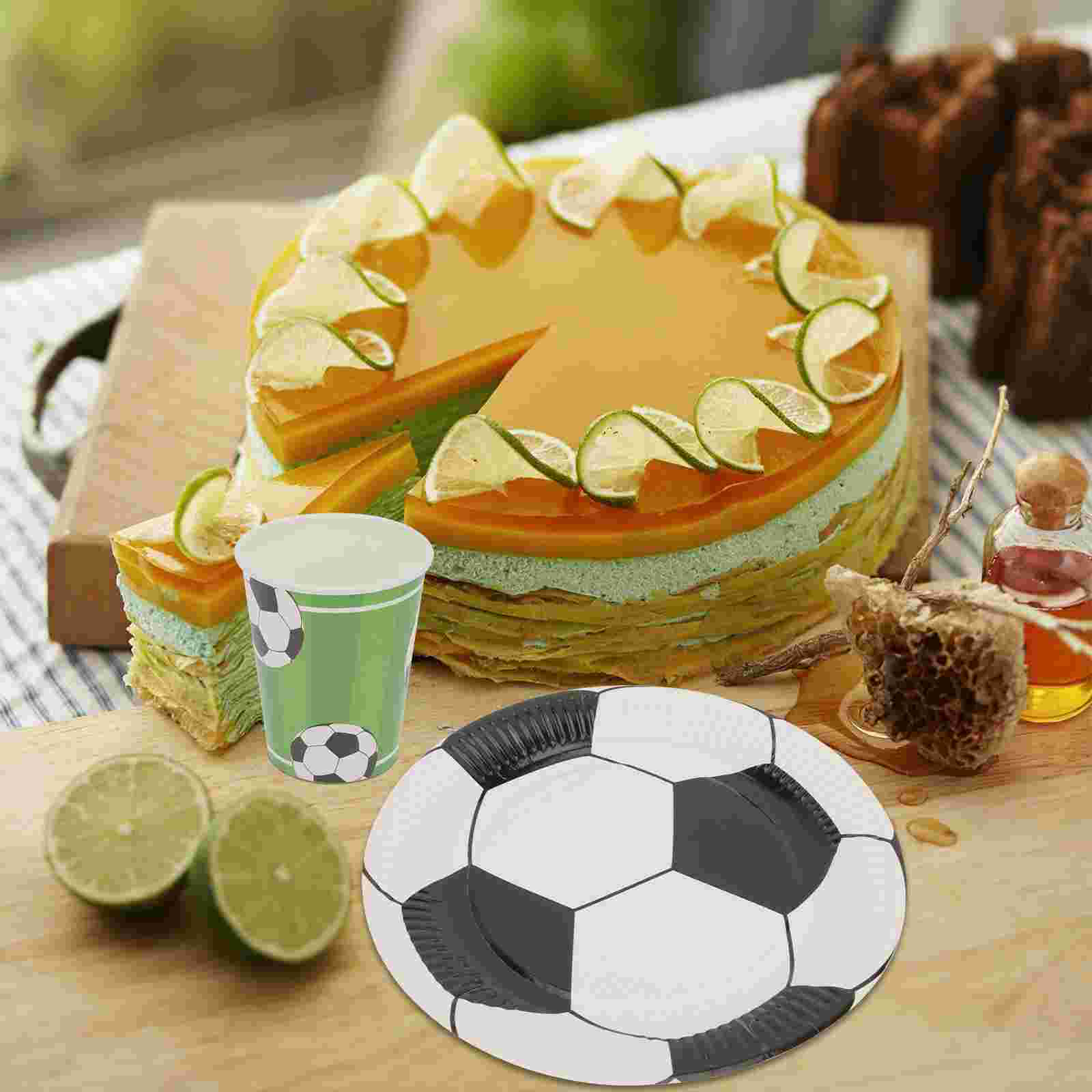1 set of decorative paper plates multi-function soccer plates party dessert plates