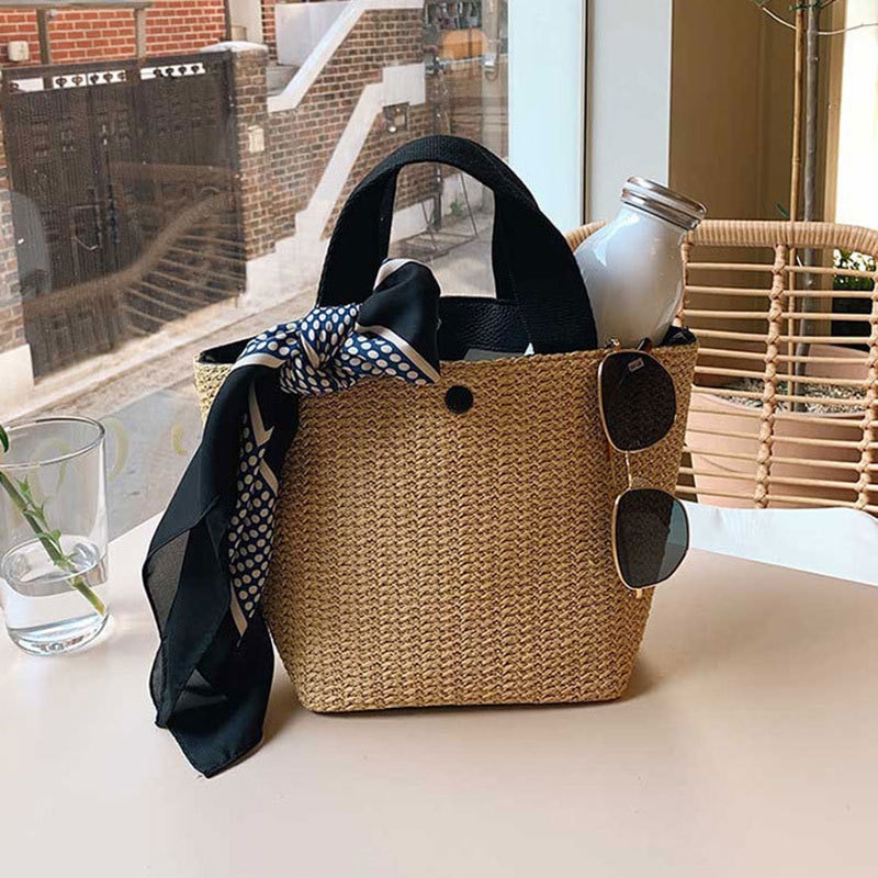 Capacity Straw Bags Women Handmade Woven Basket Bolsa Tote Summer Bohemian Beach Bags Luxury Brand canvas Lady Handbags