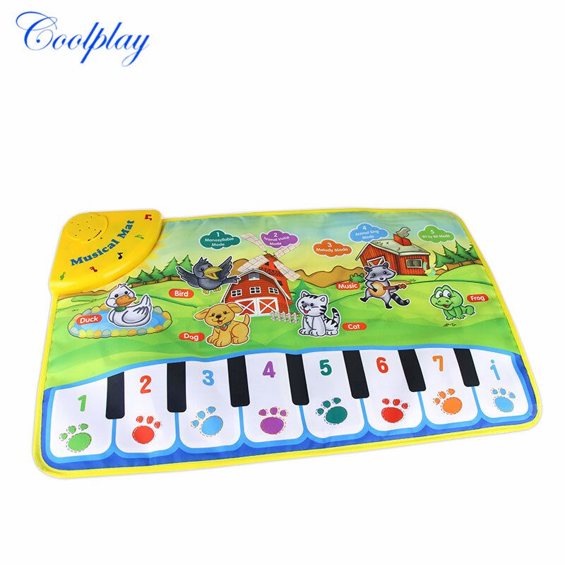 Kids Musical Rug Animals Sounding Mat 5 Mode Tone Piano Carpet Piano Keyboard Rug Blanket Early Educational Toys for Kids