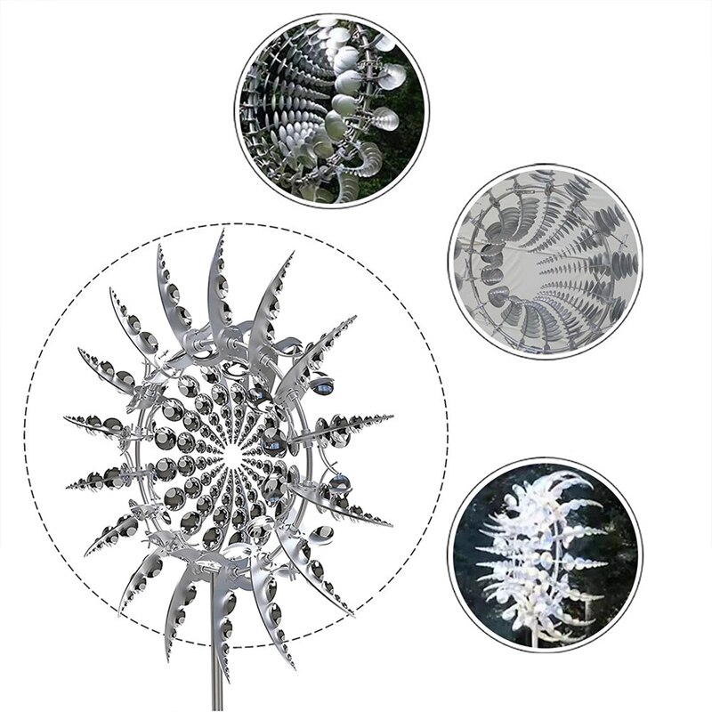 Moulin à vent en métal Unique et magique, Spinners à vent cinétiques en métal avec piquet en métal, décoration de jardin d'extérieur