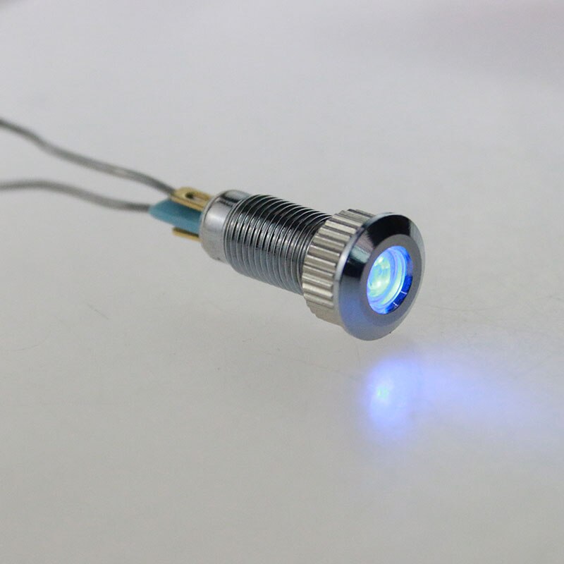 10 stk metall indikatorlys 8 mm metall lampe spenning 12 v varsel kjøretøy lampe rød grønn gul blå og hvit: Blå