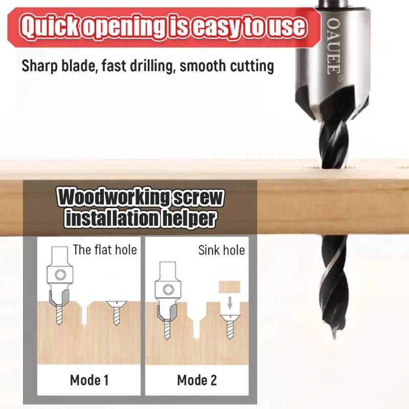 Countersink Drill Bit Set Reamer Woodworking Chamfer Counterbore Pliot Hole Cutter Screw Hole Drill 4/5/6/7/8/10mm HSS Hole Dril