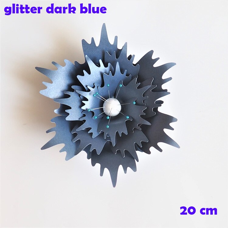 20CM Thick Cardstock Rose DIY Paper Flowers For Wedding & Event Backdrops Decorations Baby Nursery Wall Decor Video Tutorials: Glitter Dark Blue