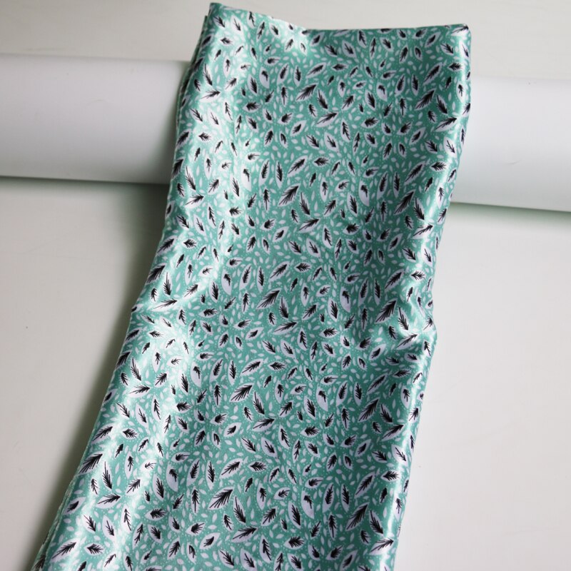 100cm*148cm leaf pattern soft polyester satin fabric charmeuse: 5 baby blue