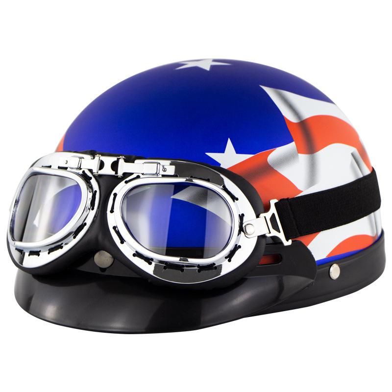 Unisex Motorhelm Open Gezicht Half Helm Outdoor Fietsen Cafe Racer Beschermende Sterke Veiligheid Helmen Met Bril