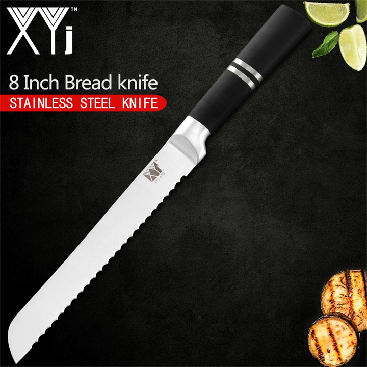 XYj Kitchen Knives Paring Utility Santoku Chef Slicing Bread Stainless Steel Knives Kitchen Tools Accessories: D.8 inch Bread Knife