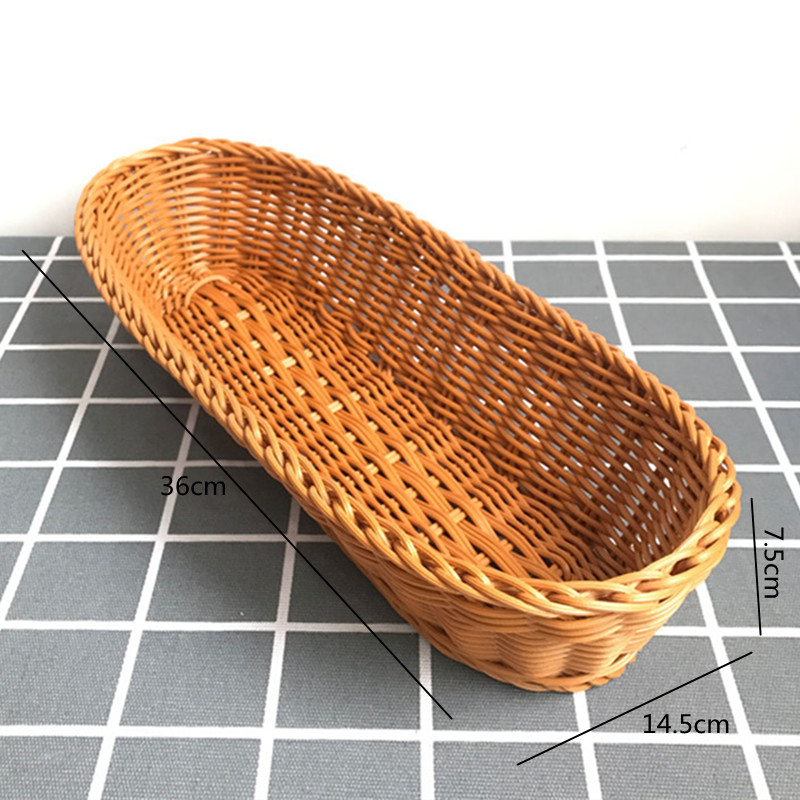 Oval Curved Rattan Wicker Woven Serving Baskets for Bread Fruit Vegetables Restaurant Serving Tabletop Display Rattan Basket: MULTI