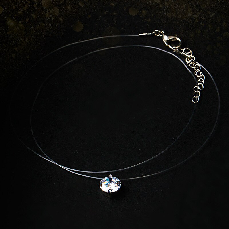 Collar de cristal con colgante de circonita para mujer, Gargantilla brillante, joyería fina,
